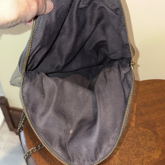 J. Crew  leather shoulder bag  dark Taupe  full depth front flap pocket chain st - Picture 11 of 12